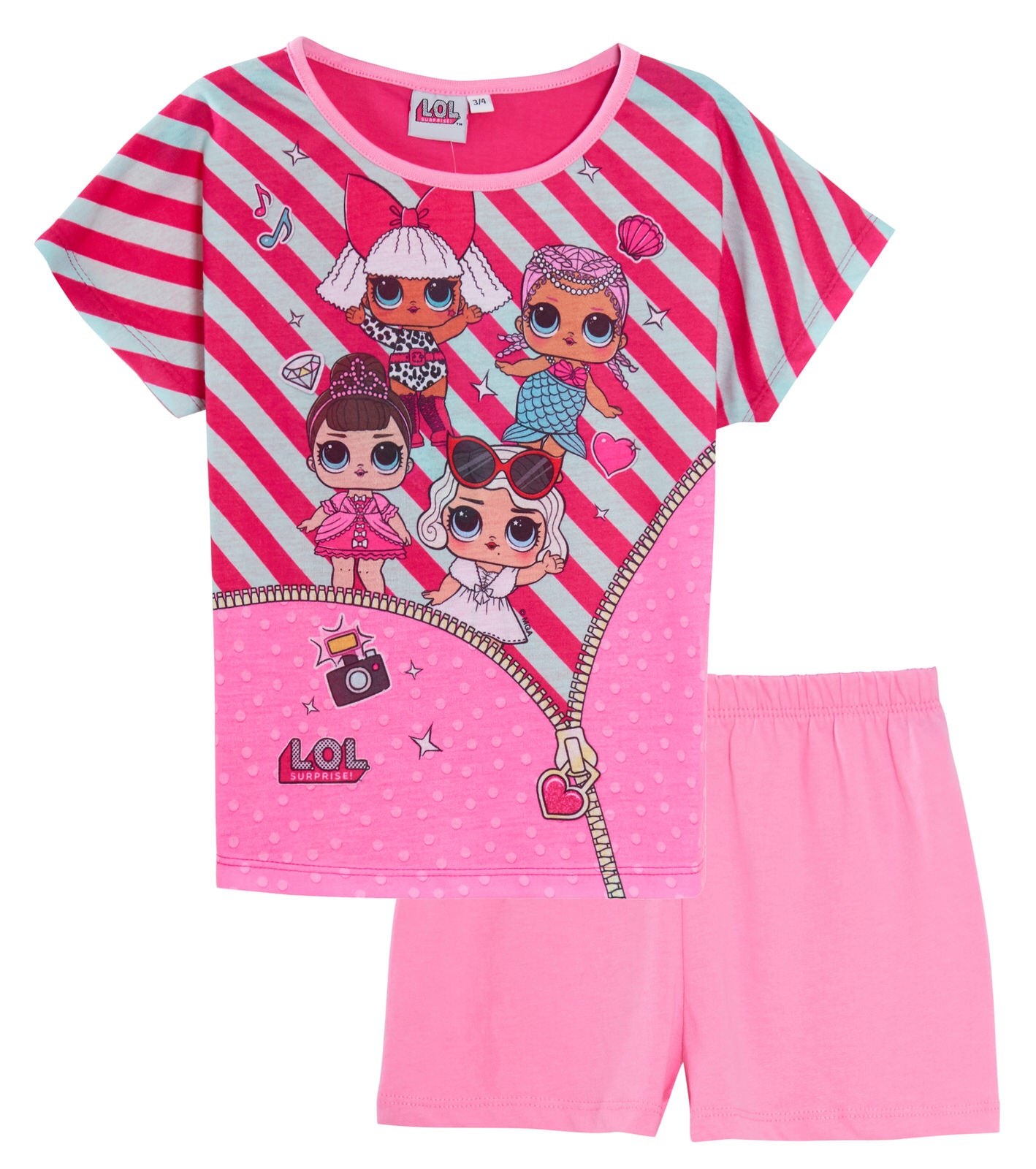Girls LOL Surprise Dolls Short Pyjamas Kids Shortie Pjs Set T-Shirt Nightwear