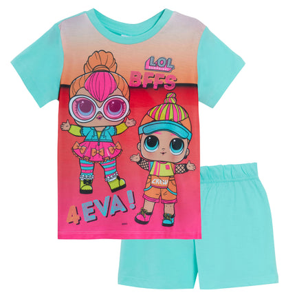 Girls LOL Surprise Dolls Short Pyjamas Kids Shortie Pjs Set T-Shirt Nightwear