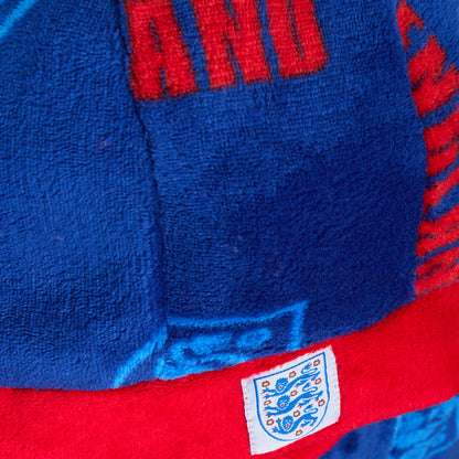 England Football Dressing Gown Kids Hooded Bathrobe Boys Fleece England Robe