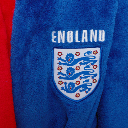 England Football Dressing Gown Kids Hooded Bathrobe Boys Fleece England Robe