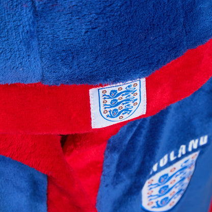 England Football Dressing Gown Kids Hooded Bathrobe Boys Fleece England Robe