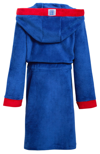 England Football Dressing Gown Kids Hooded Bathrobe Boys Fleece England Robe