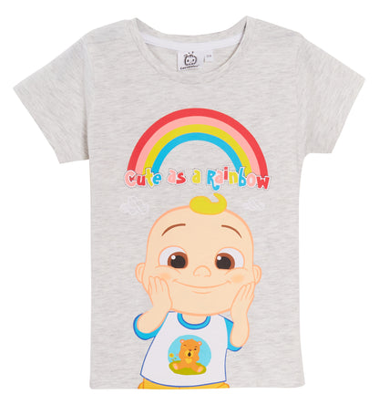 CoCoMelon Girls T-Shirt + Leggings Set JJ Rainbow Top Daywear Holiday Outfit