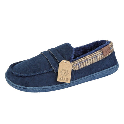 Mens Moccasins Slippers Faux Fur Lined Indoor House Shoes Lightweight Anti Skid