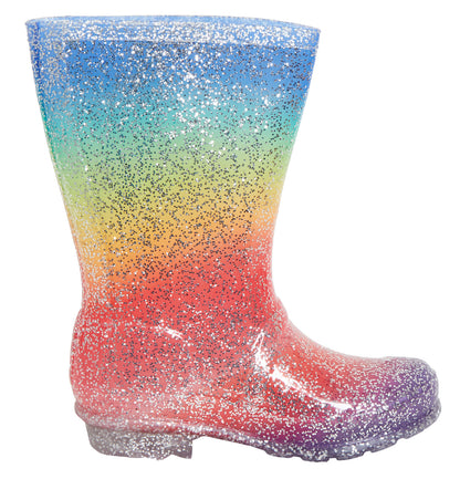 Girls Rainbow Glitter Wellington Boots Kids Wellies Rain Shoes Tall Snow Boots