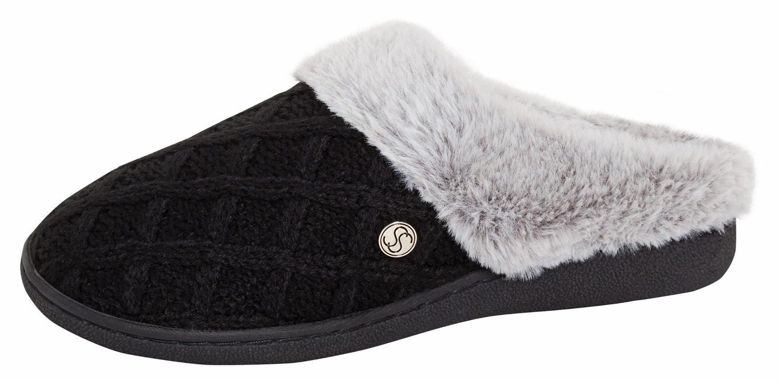Womens Memory Foam Slippers Ladies Sherpa Faux Fur Lined Open Back House Shoes