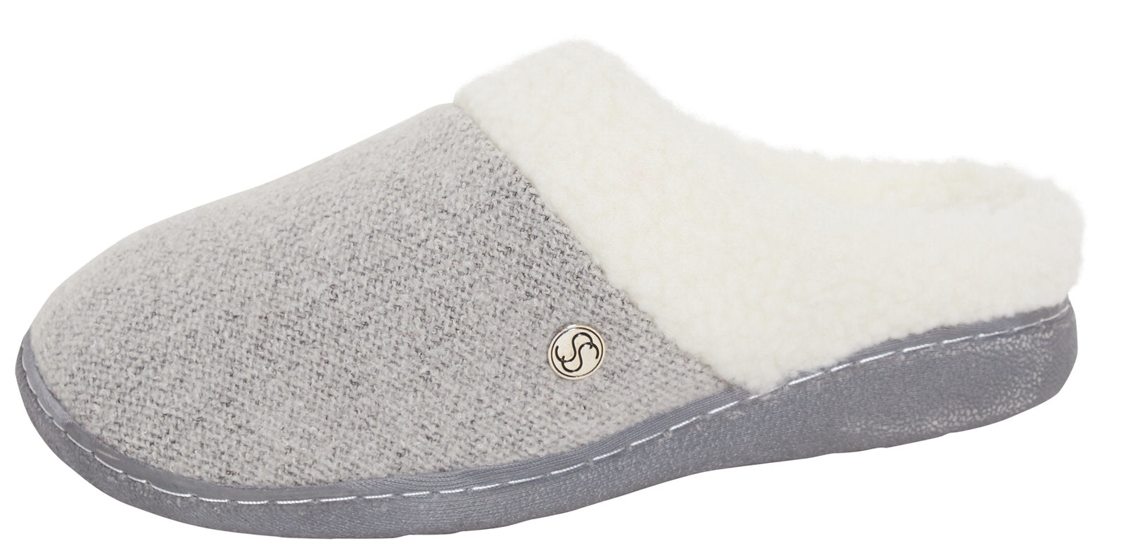 Womens Memory Foam Slippers Ladies Sherpa Faux Fur Lined Open Back House Shoes