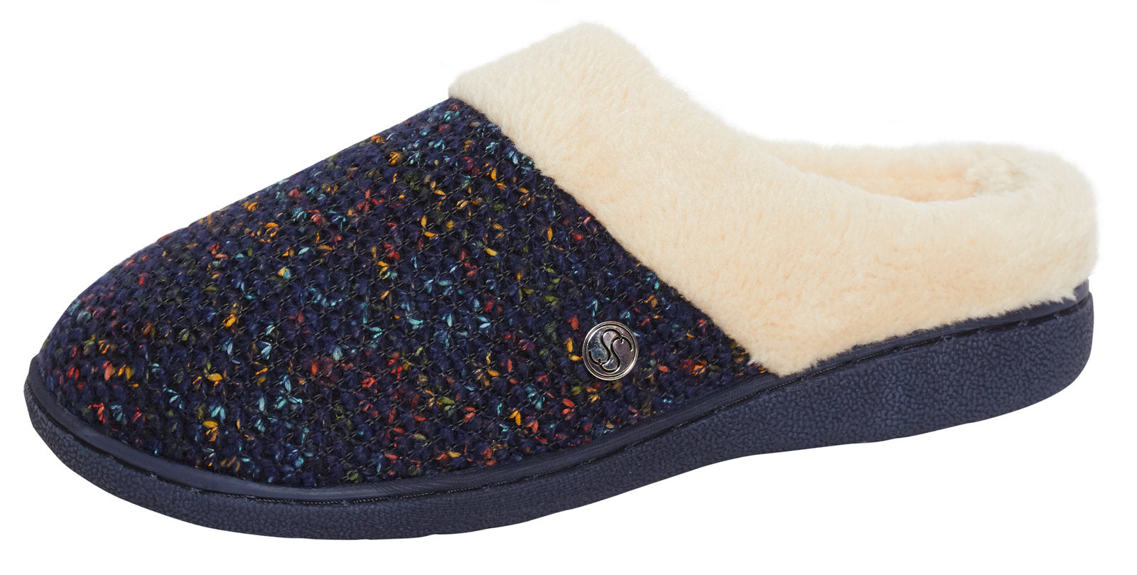 Womens Memory Foam Slippers Ladies Sherpa Faux Fur Lined Open Back House Shoes