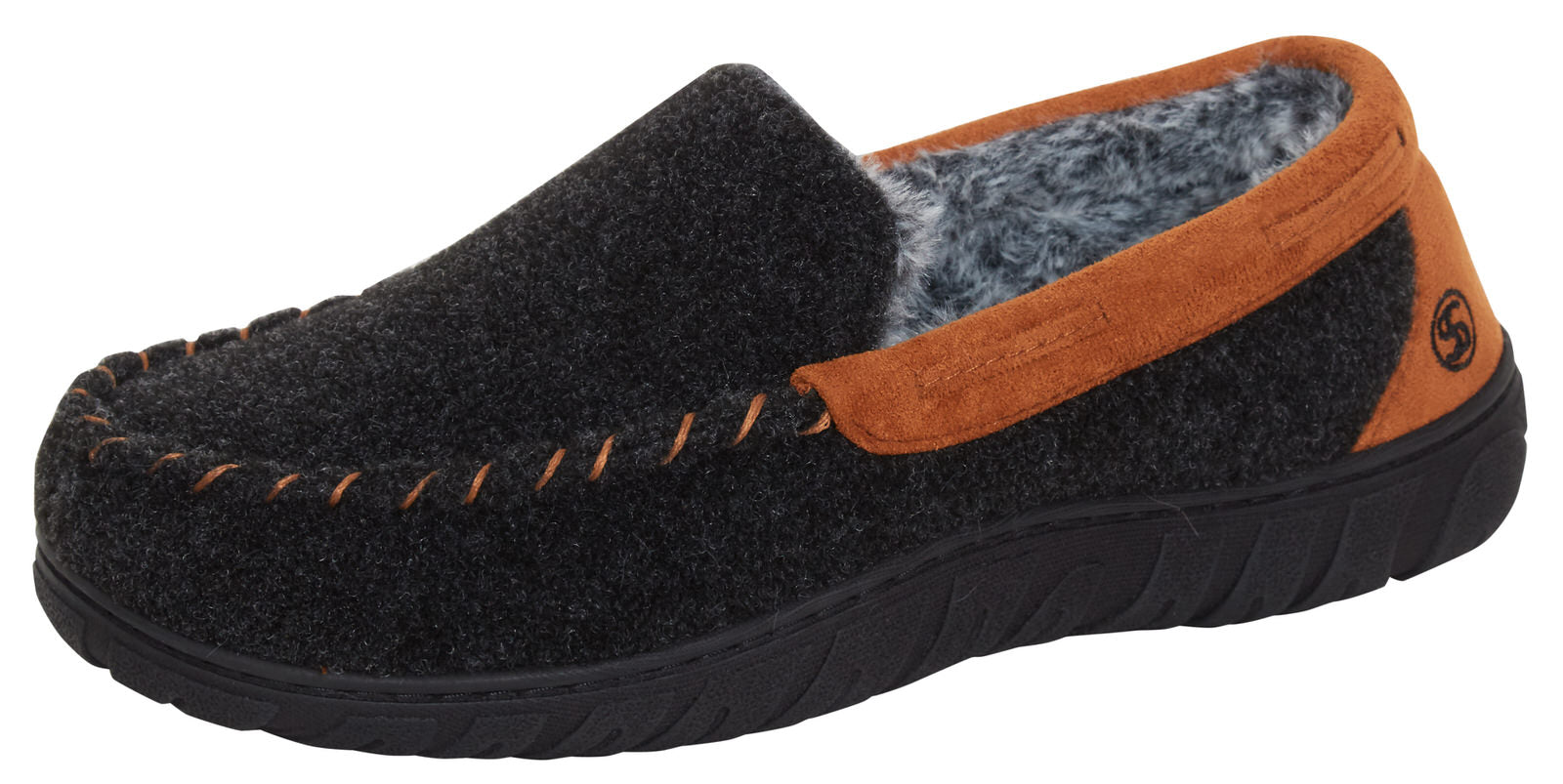 Mens Memory Foam Moccasin Slippers Faux Fur Lined Slip On Anti Slip House Shoes