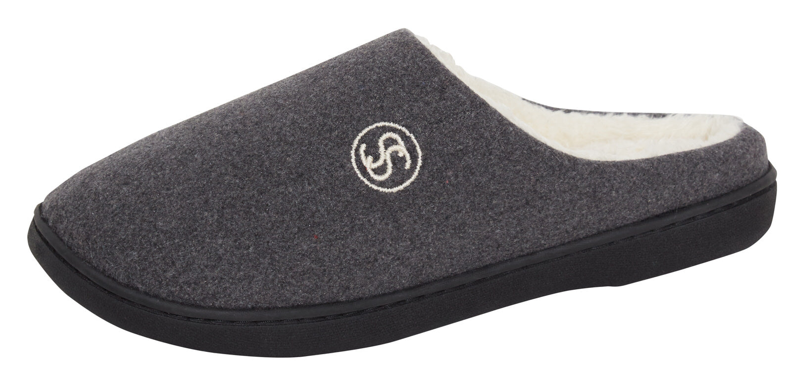 Strong Souls Mens Memory Foam Slippers Open Back Fleece Lined Mules House Shoes