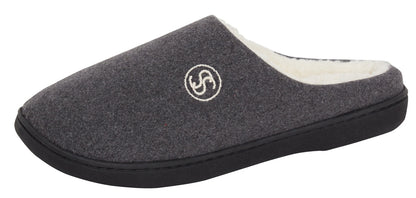 Strong Souls Mens Memory Foam Slippers Open Back Fleece Lined Mules House Shoes