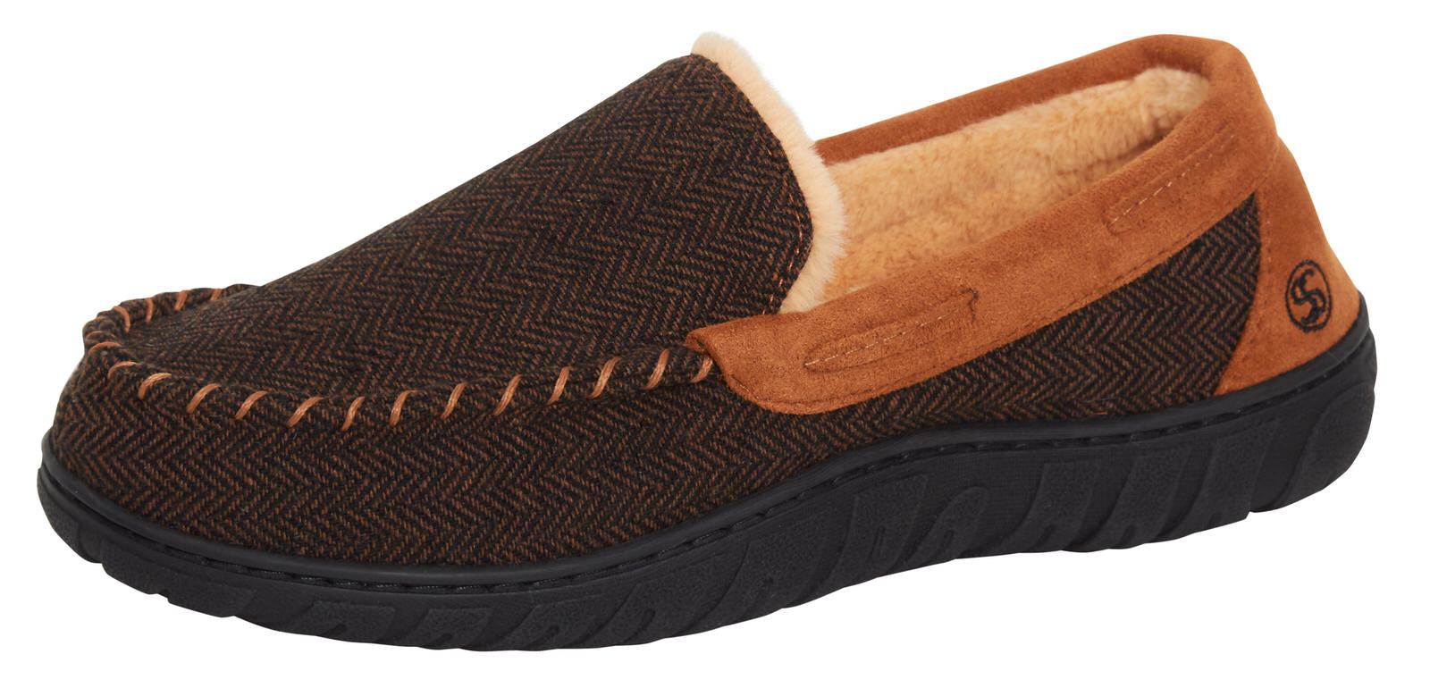 Mens Memory Foam Moccasin Slippers Faux Fur Lined Slip On Anti Slip House Shoes