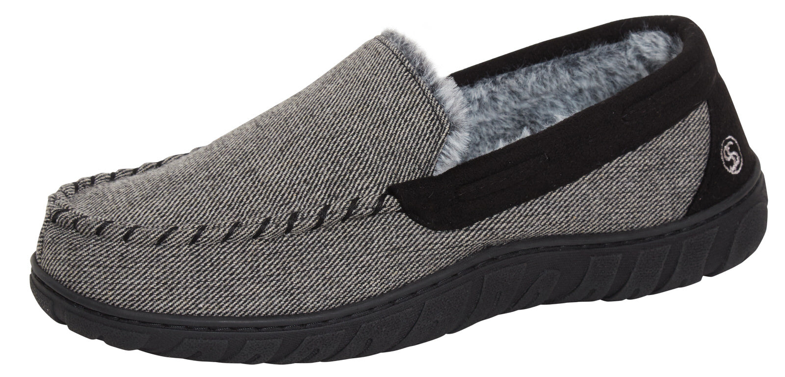 Mens Memory Foam Moccasin Slippers Faux Fur Lined Slip On Anti Slip House Shoes