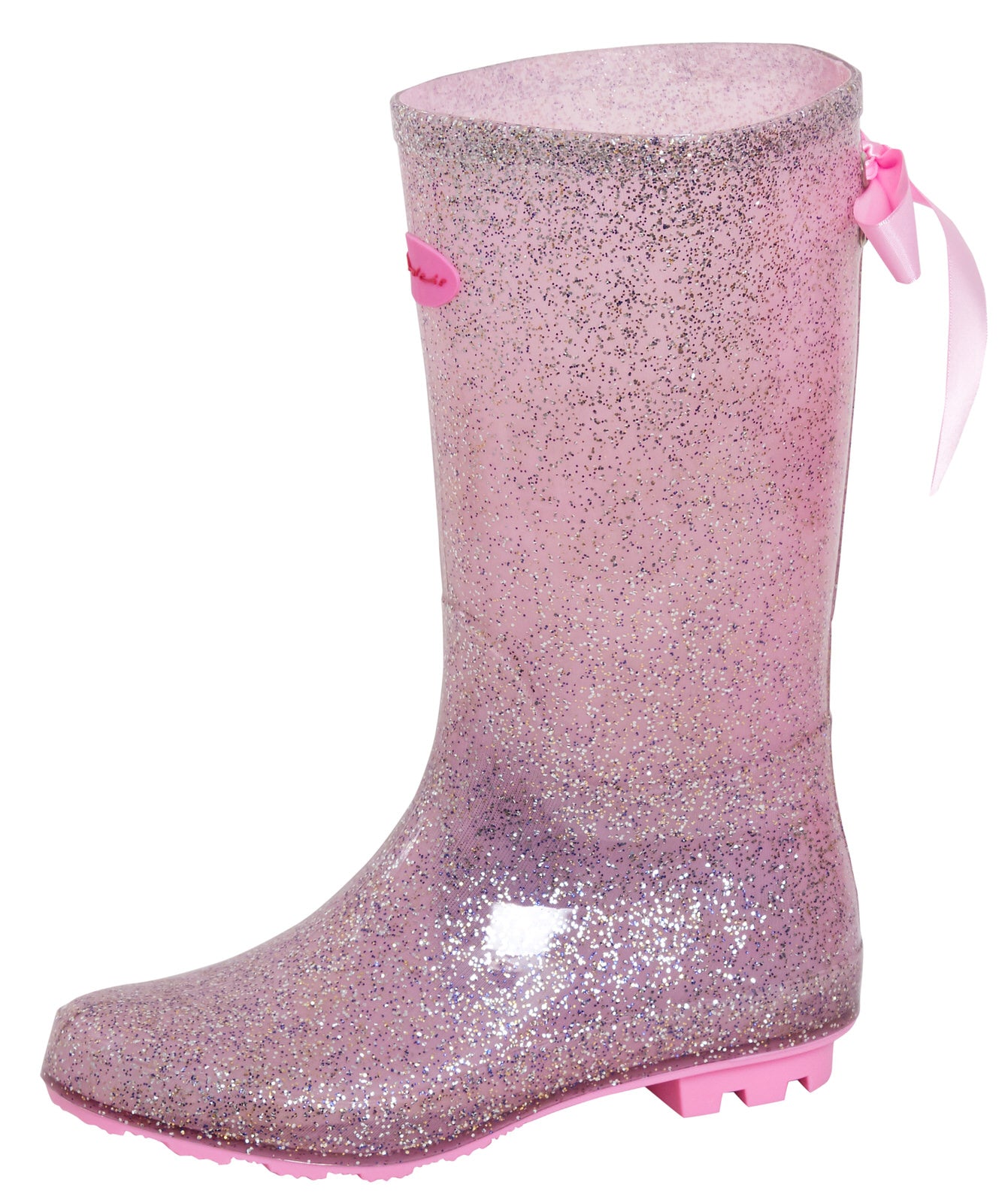 Pink Glitter Girls Wellington Boots with Bow Womens Wellies Rain Snow Shoes