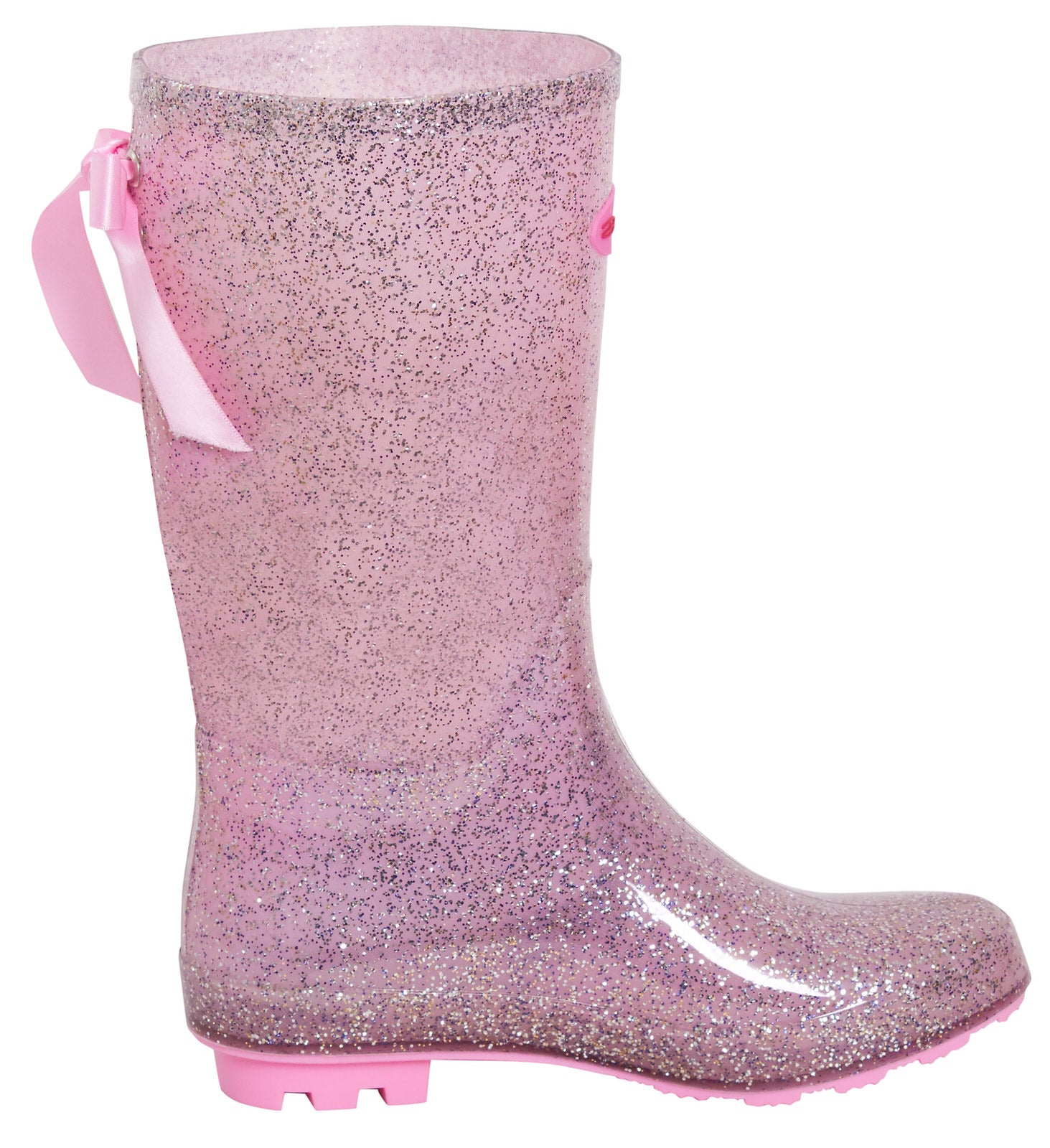 Pink Glitter Girls Wellington Boots with Bow Womens Wellies Rain Snow Shoes