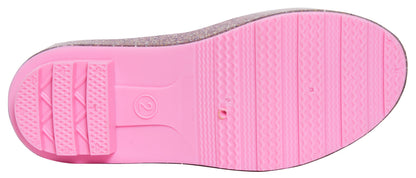 Pink Glitter Girls Wellington Boots with Bow Womens Wellies Rain Snow Shoes