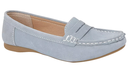 Womens Leather Loafers Flat Driving Comfort Shoes Cushioned Moccasins Deck Shoes