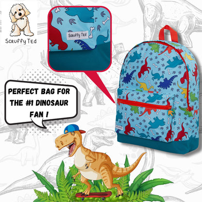 ScruffyTed Dinosaur Boys Backpack Girls Kids Dino Large School Bag Travel Bag