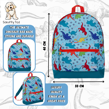 ScruffyTed Dinosaur Boys Backpack Girls Kids Dino Large School Bag Travel Bag