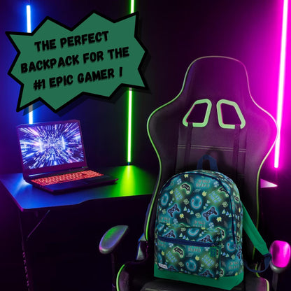 ScruffyTed Boys Gamer Backpack Kids Game Over Large Travel Bag Multi School Bag