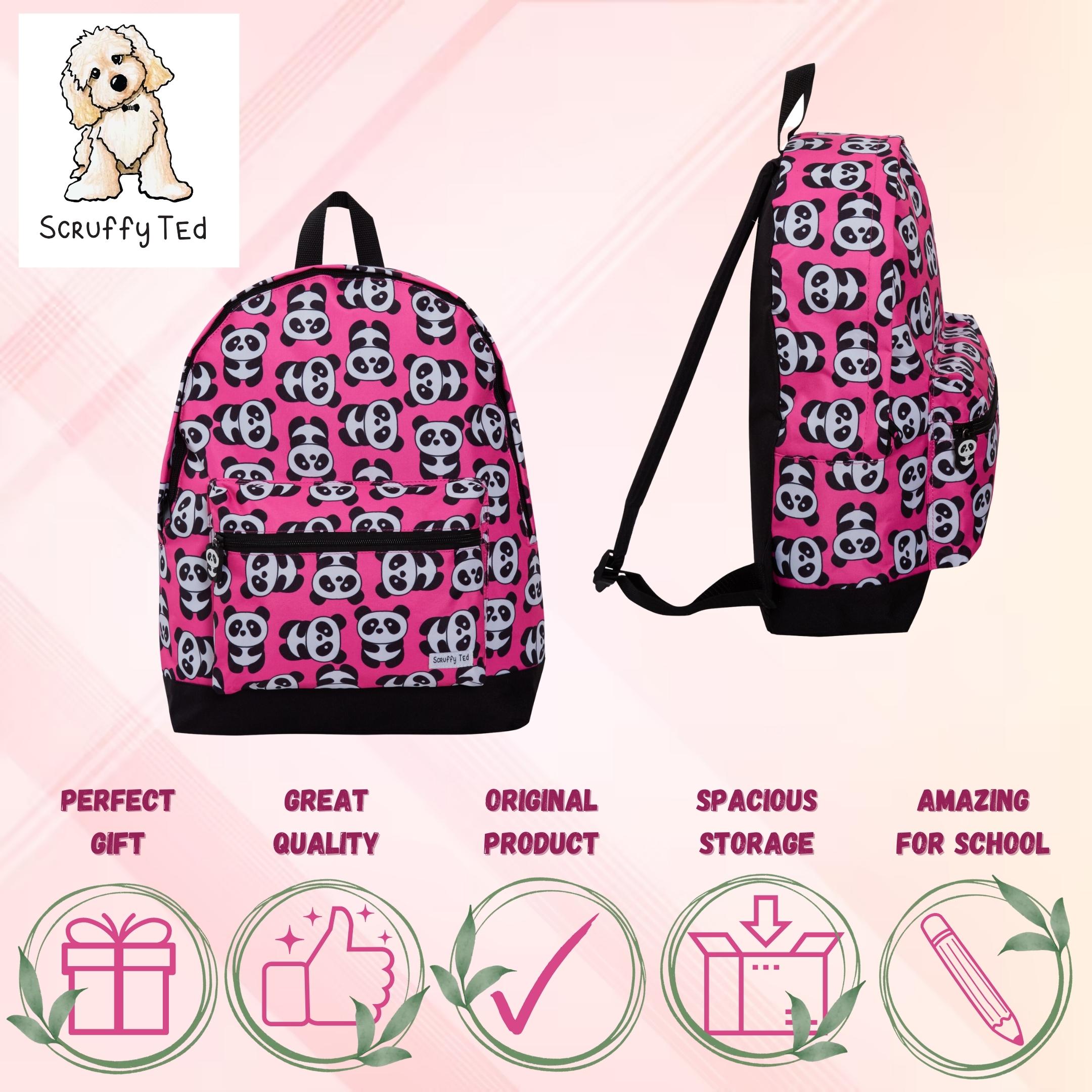 ScruffyTed Panda Girls Backpack Kids Large Capacity Travel Bag Multi School Bag