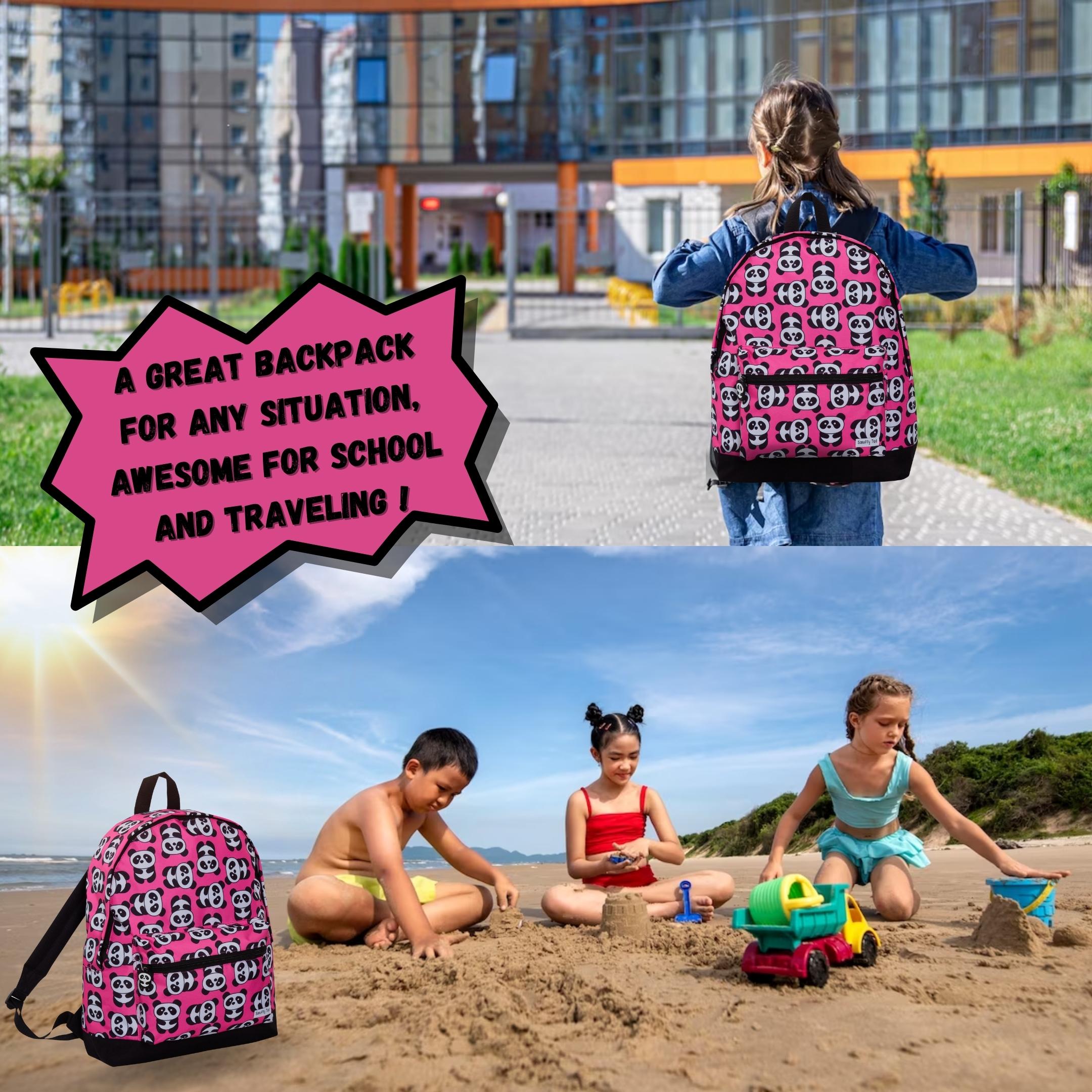 ScruffyTed Panda Girls Backpack Kids Large Capacity Travel Bag Multi School Bag