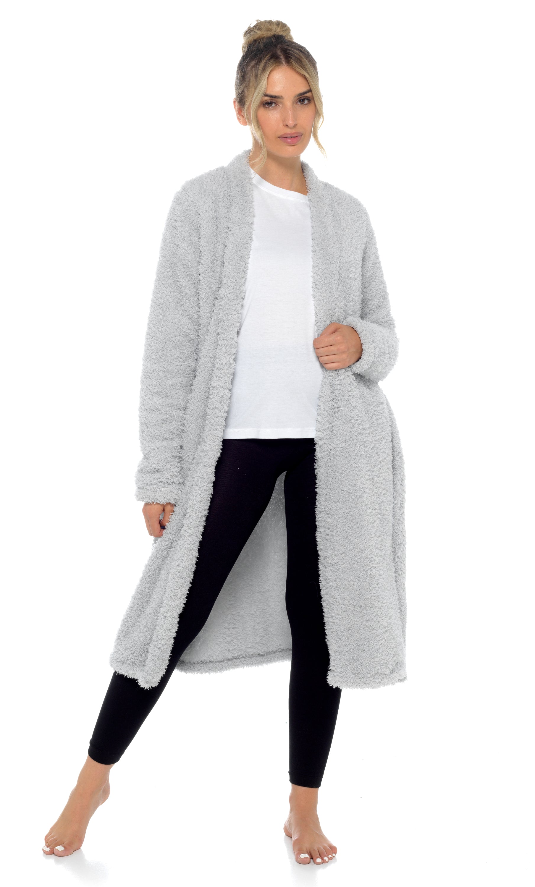 Womens Luxury Teddy Bear Fleece Long Cardigan Robe + Belt Ladies Dressing Gown