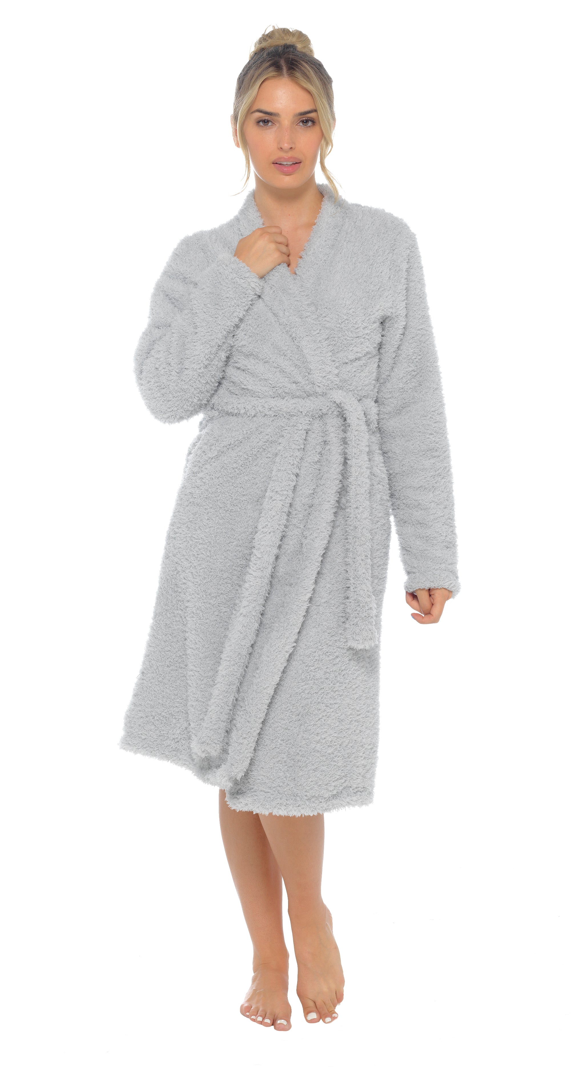 Womens Luxury Teddy Bear Fleece Long Cardigan Robe + Belt Ladies Dressing Gown