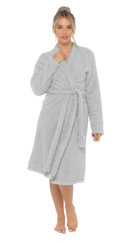 Womens Luxury Teddy Bear Fleece Long Cardigan Robe + Belt Ladies Dressing Gown