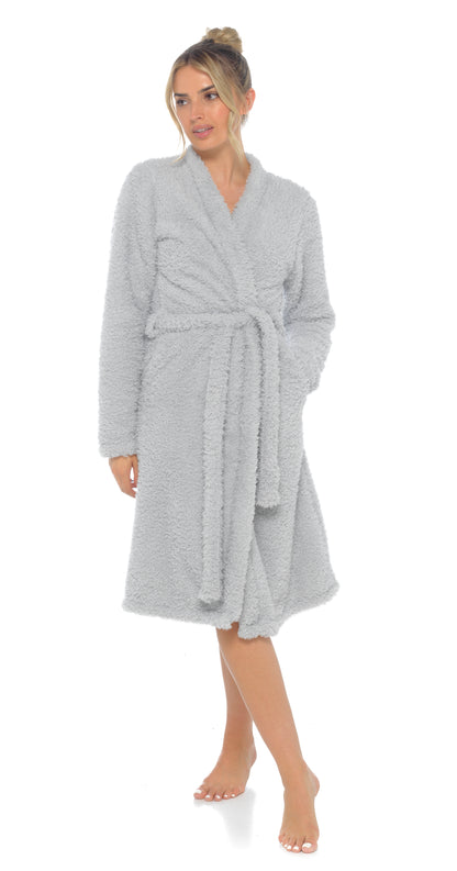 Womens Luxury Teddy Bear Fleece Long Cardigan Robe + Belt Ladies Dressing Gown