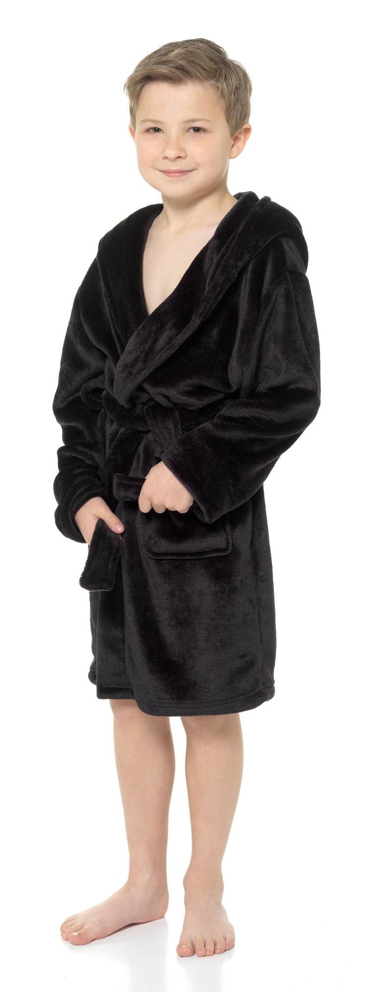 Boys Dressing Gown Kids Fleece Hooded Robe Childrens Bathrobe Teens Housecoat