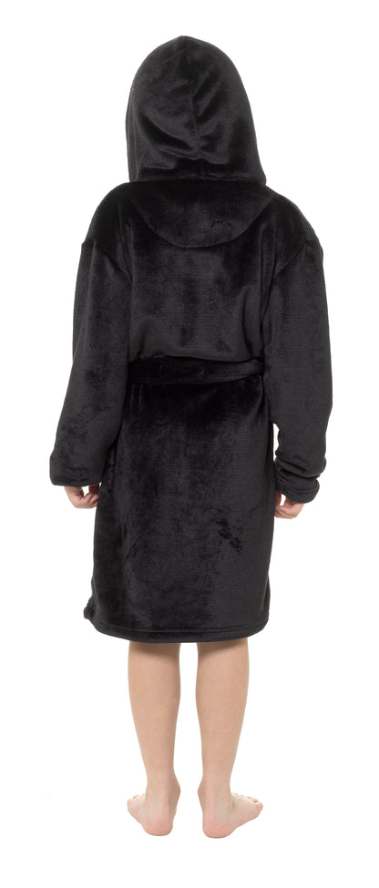 Boys Dressing Gown Kids Fleece Hooded Robe Childrens Bathrobe Teens Housecoat