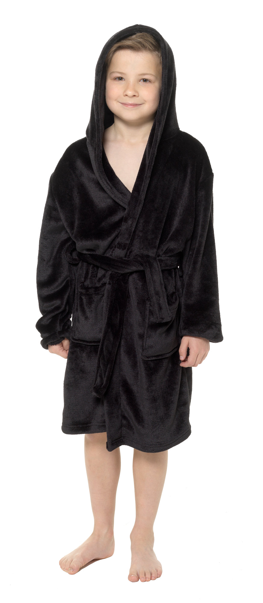 Boys Dressing Gown Kids Fleece Hooded Robe Childrens Bathrobe Teens Housecoat