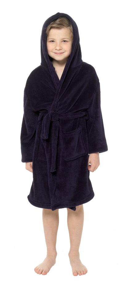 Boys Dressing Gown Kids Fleece Hooded Robe Childrens Bathrobe Teens Housecoat