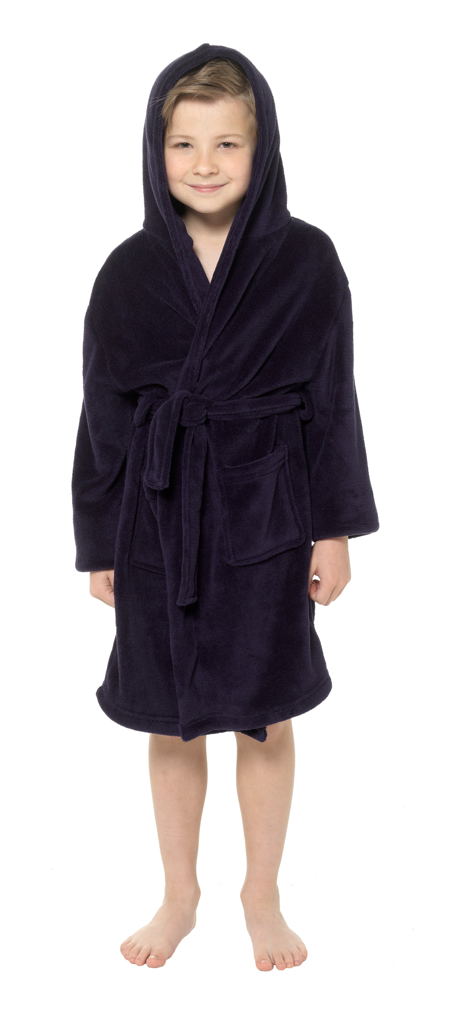 Boys Dressing Gown Kids Fleece Hooded Robe Childrens Bathrobe Teens Housecoat