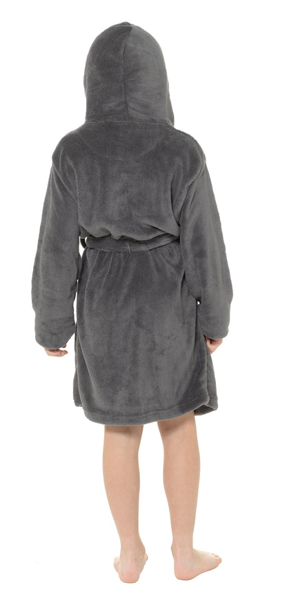 Boys Dressing Gown Kids Fleece Hooded Robe Childrens Bathrobe Teens Housecoat