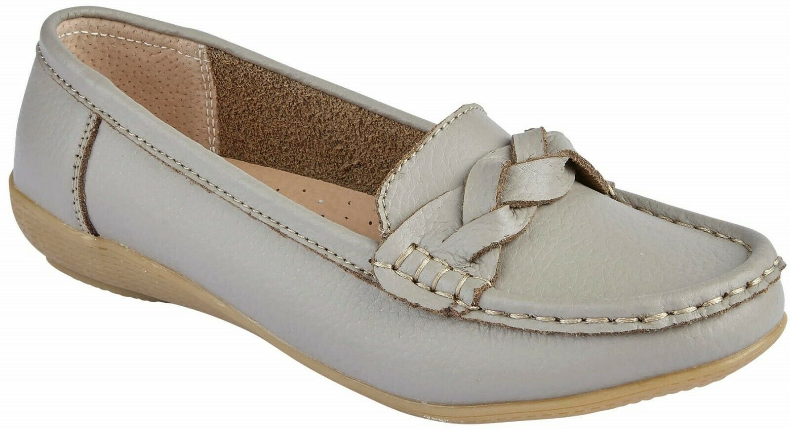 Womens Leather Loafers Flat Driving Comfort Shoes Cushioned Moccasins Deck Shoes