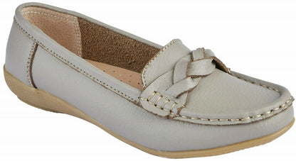 Womens Leather Loafers Flat Driving Comfort Shoes Cushioned Moccasins Deck Shoes
