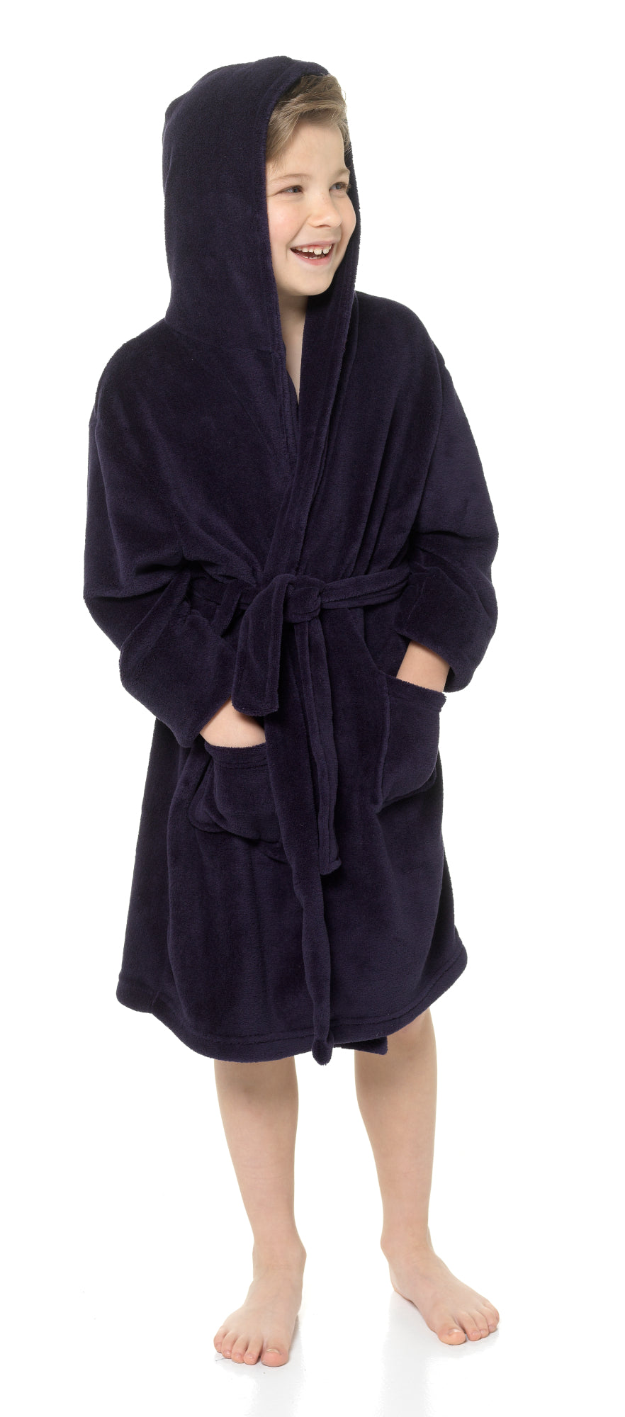 Boys Dressing Gown Kids Fleece Hooded Robe Childrens Bathrobe Teens Housecoat