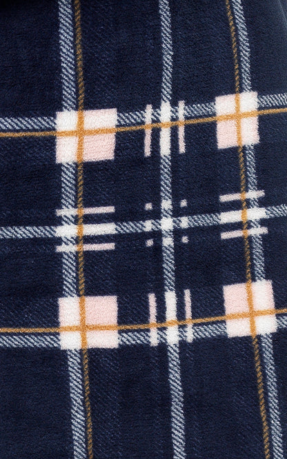 Ladies Dressing Gown Womens Luxury Tartan Check Robe Hooded Sherpa Housecoat