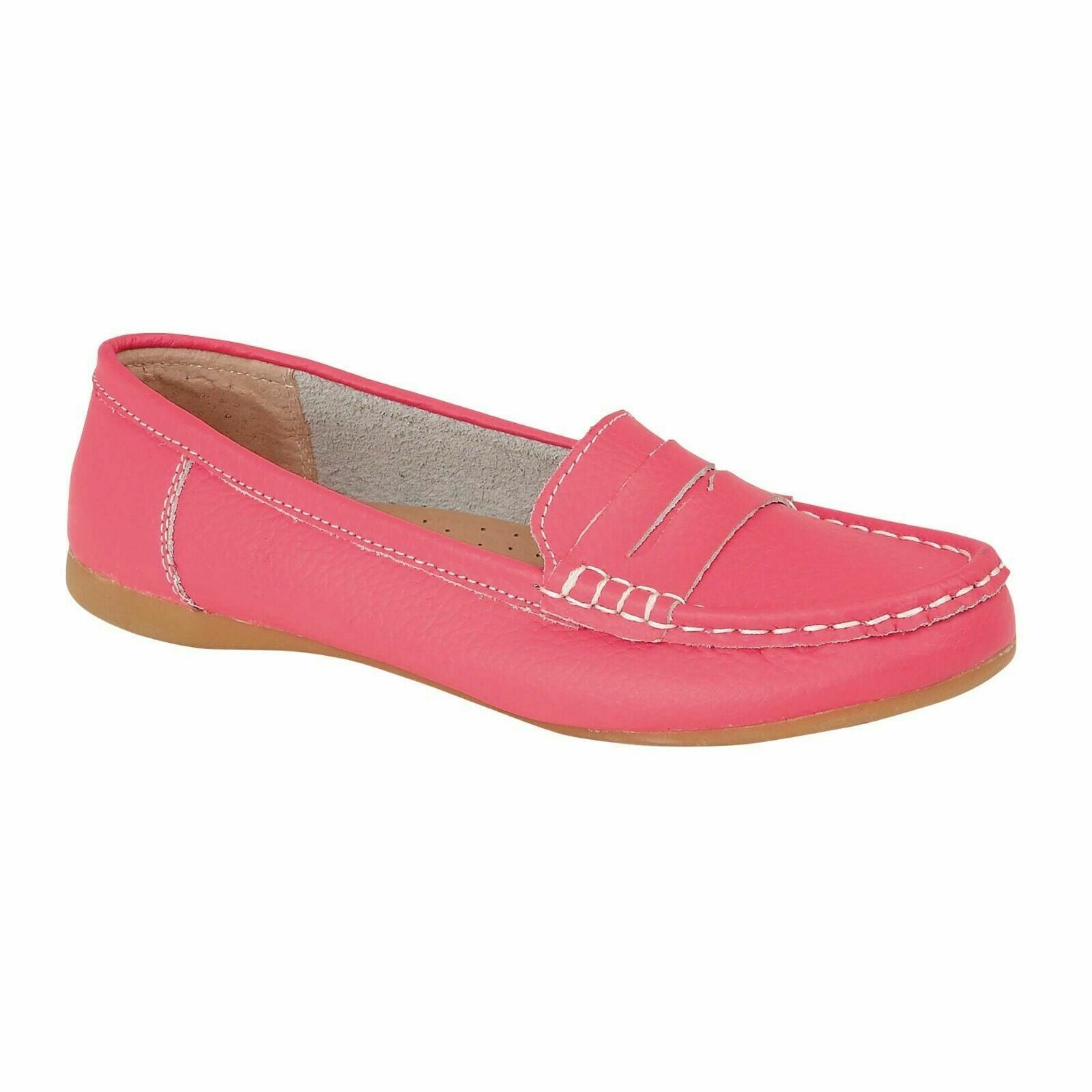 Womens Leather Loafers Flat Driving Comfort Shoes Cushioned Moccasins Deck Shoes