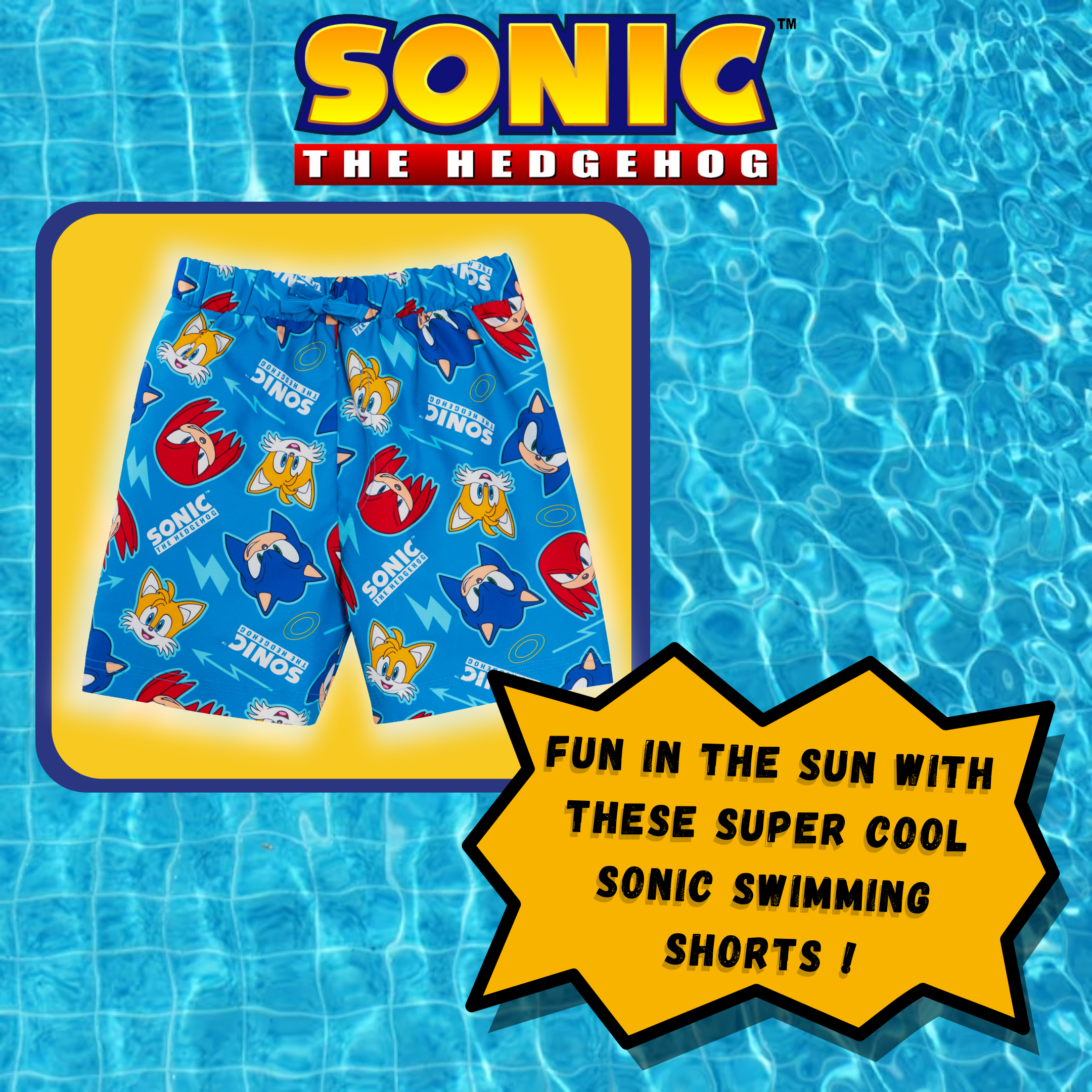 Boys Sonic The Hedgehog Swim Shorts Swimming Shorts Trunks Holiday Board Shorts