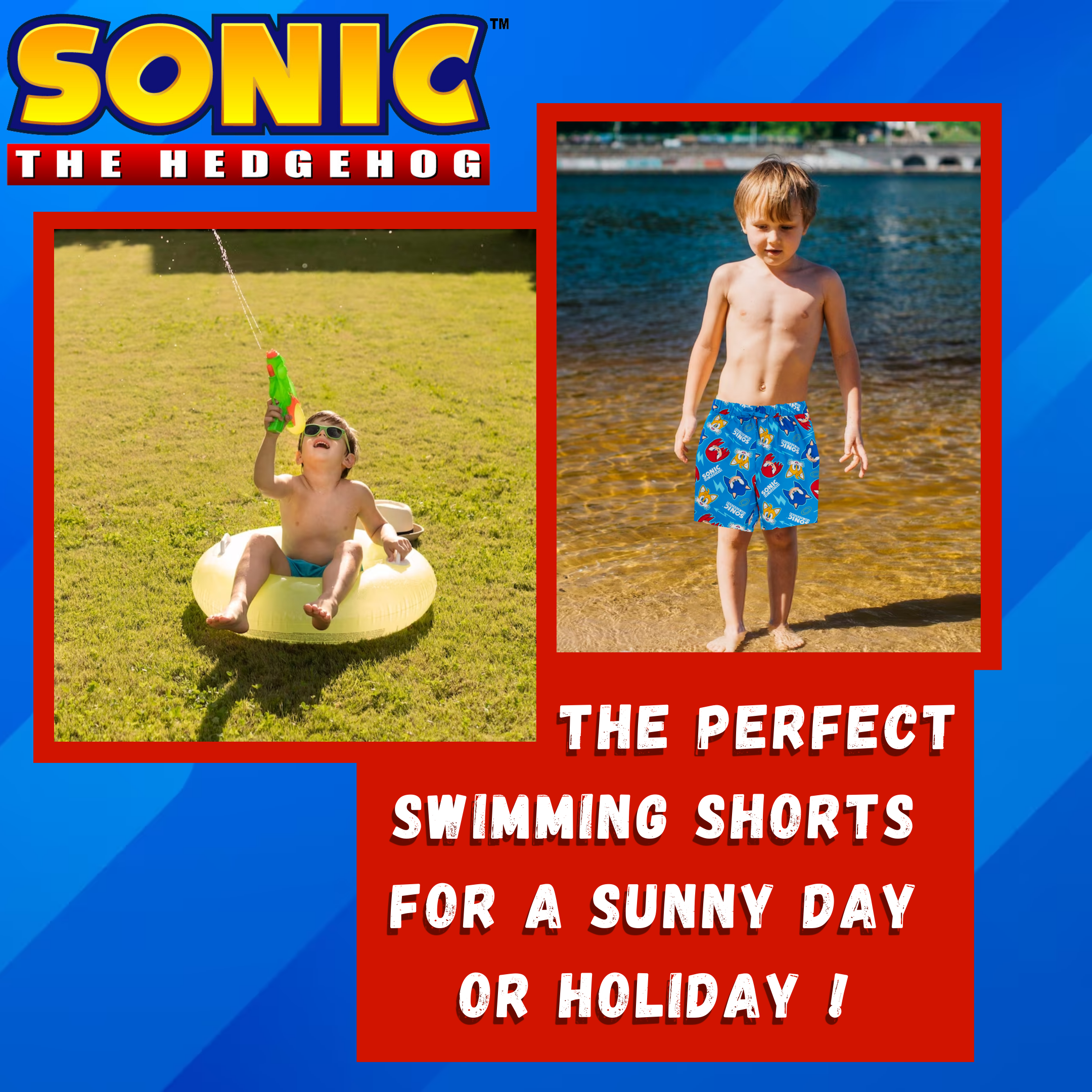 Boys Sonic The Hedgehog Swim Shorts Swimming Shorts Trunks Holiday Board Shorts