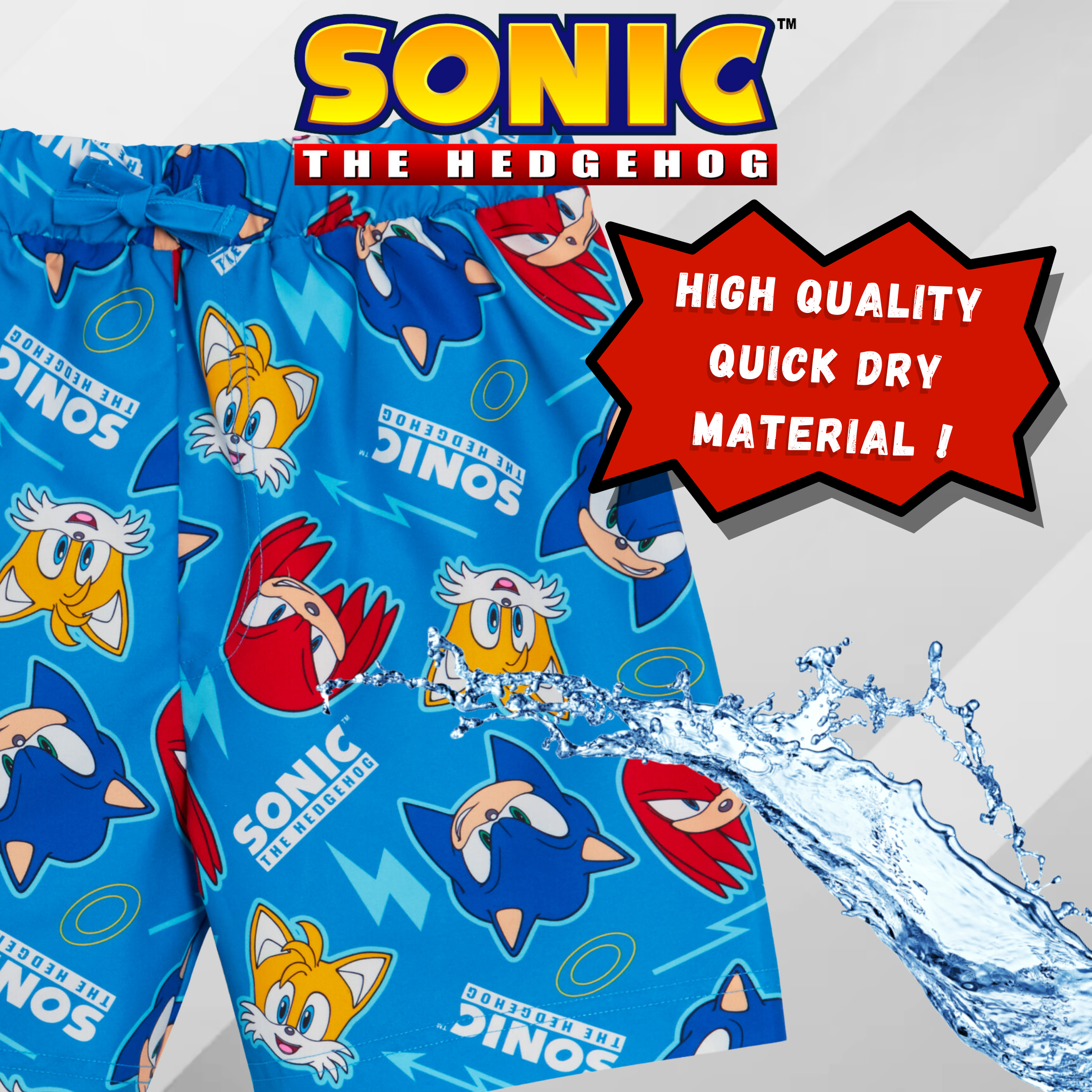 Boys Sonic The Hedgehog Swim Shorts Swimming Shorts Trunks Holiday Board Shorts