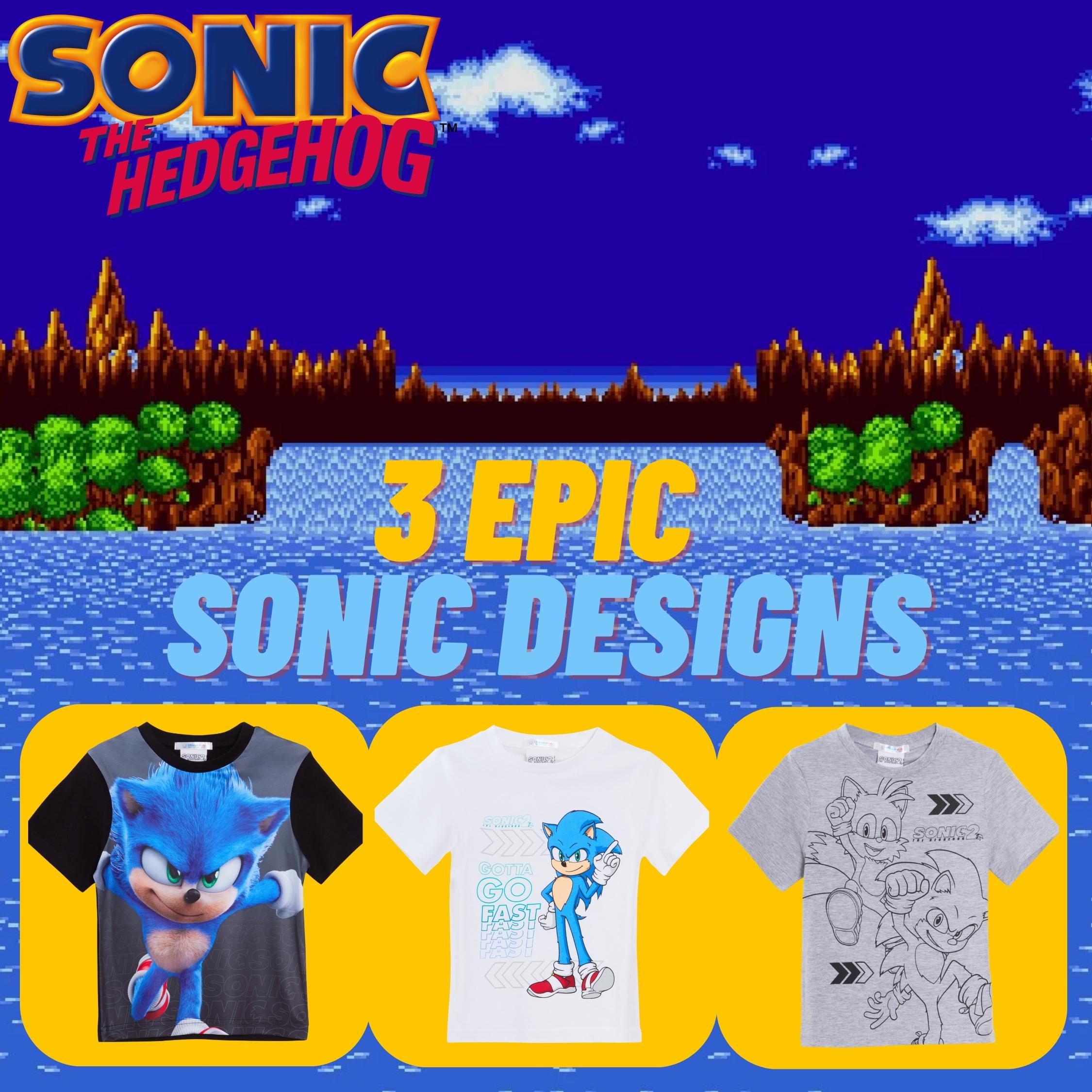 Boys 3 Pack Sonic The Hedgehog T-Shirts Kids Sega Tails Dress Up Tops Gamer Tees