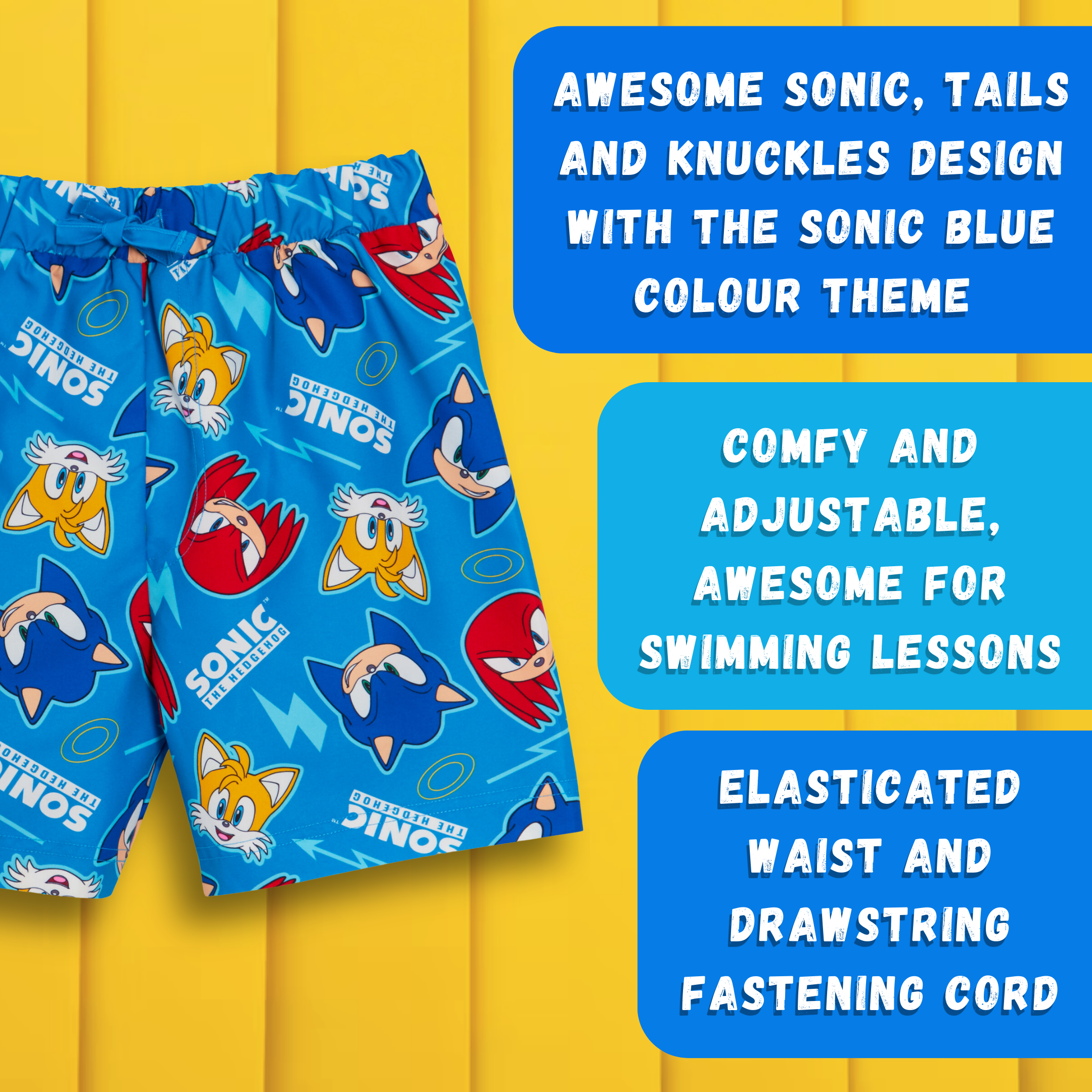 Boys Sonic The Hedgehog Swim Shorts Swimming Shorts Trunks Holiday Board Shorts
