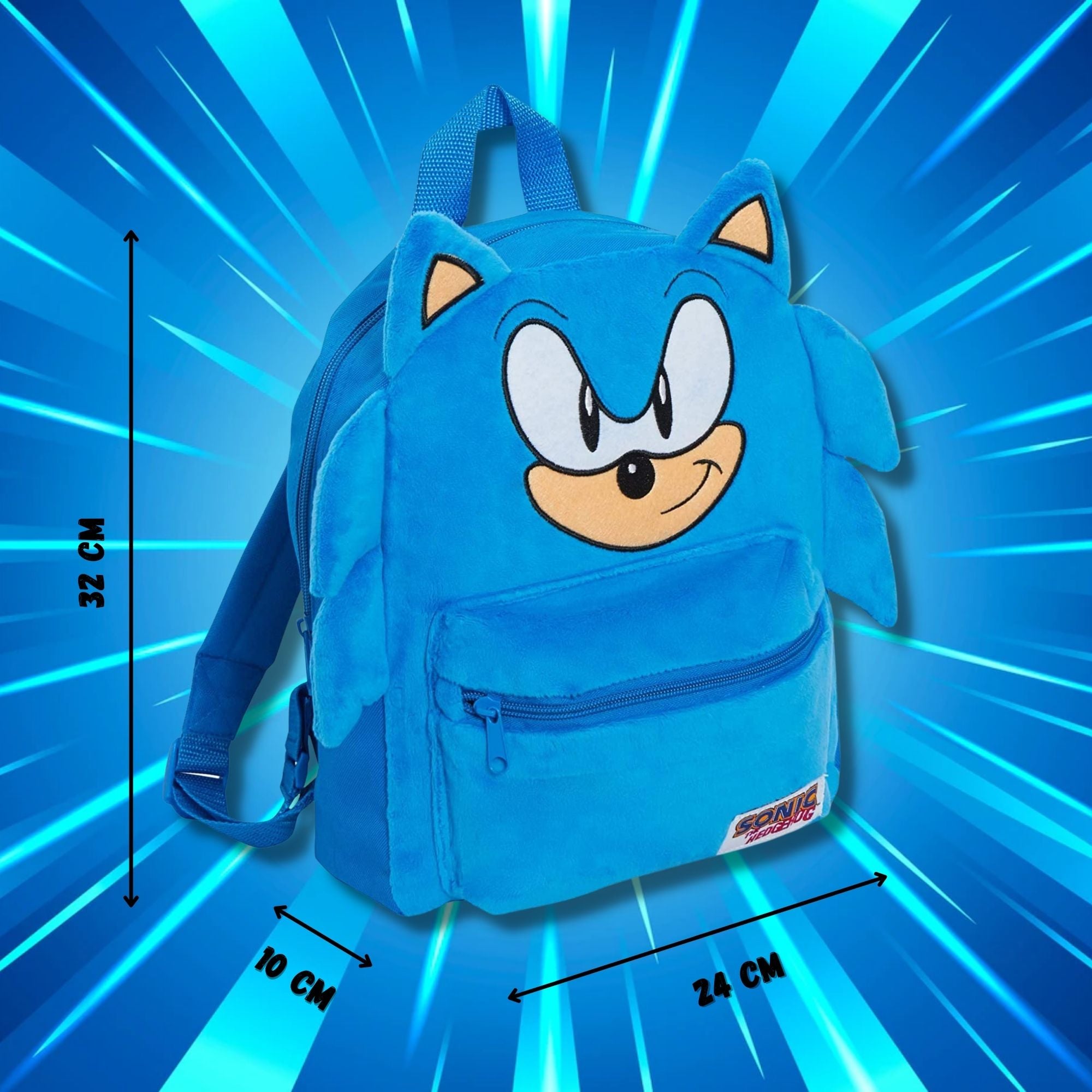 Sonic The Hedgehog 3D Plush Backpack Kids Sega School Book Lunch Swim Travel Bag