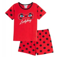 Miraculous Ladybug Short Pyjamas Girls Kids Red Shortie Pjs Dress Up Shorts Set