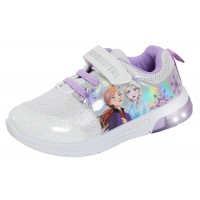 Disney Frozen Light Up Trainers Kids Elsa Anna Sports Shoes With Flashing Lights