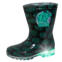 Boys Incredible Hulk Light Up Wellington Boots Marvel Rain Snow Shoes Wellies
